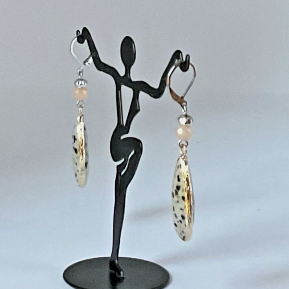 J.Jill ~ Beautiful Dalmatian Stone Drop Earrings ~ NWOT - Picture 4 of 5